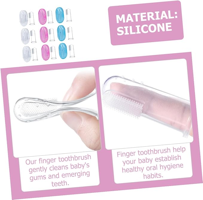 9pcs Finger Toothbrush with Storage Boxes Soft Food-Grade Silicone Oral Cleaner for Years Gentle Gum Massager for Healthy Teeth and Teething Comfort
