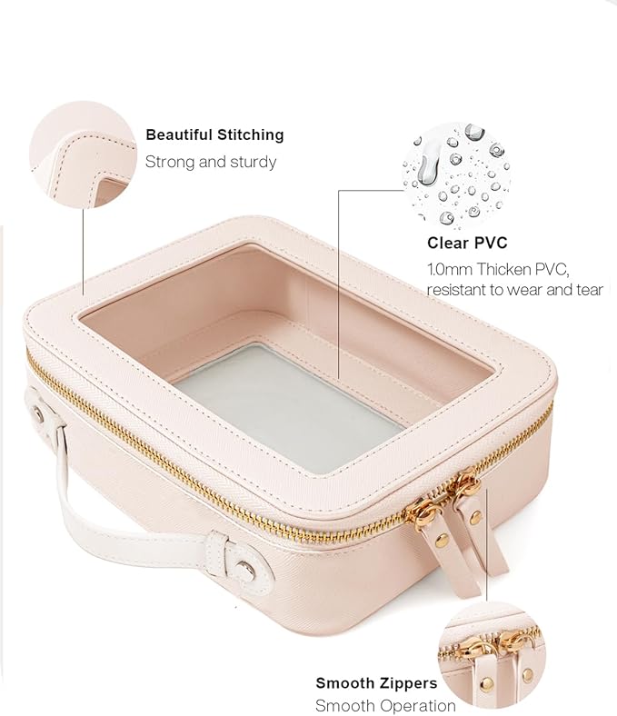 2 Pieces Clear Mahjong Bag, Travel Makeup Bag Large Cosmetic Bag with Zipper Small Clear Makeup Pouch for Purse Waterproof TSA Approved Toiletry Bag Case for Women Car Organizer Travel Essentials