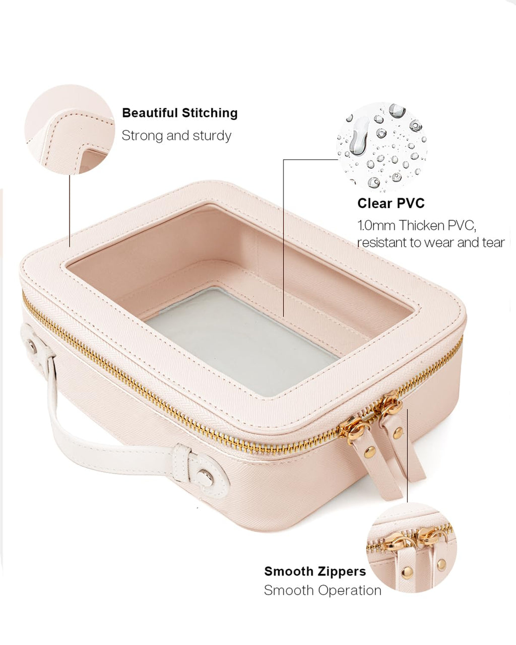 2 Pieces Clear Mahjong Bag, Travel Makeup Bag Large Cosmetic Bag with Zipper Small Clear Makeup Pouch for Purse Waterproof TSA Approved Toiletry Bag Case for Women Car Organizer Travel Essentials