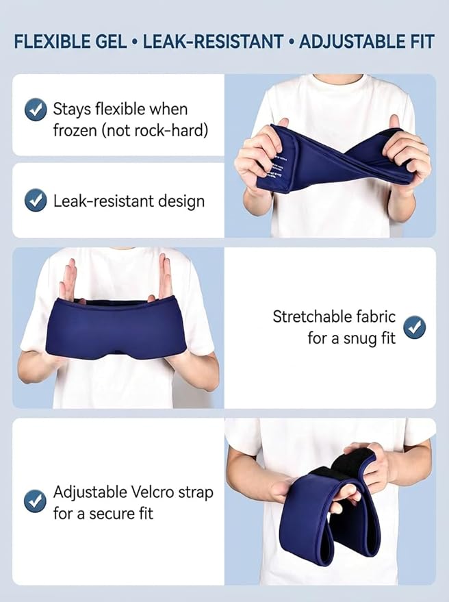 Cooling Gel Eye Mask for Puffy Eyes, Migraine & Headache Relief, Full Eye-Area Cold Compress for Eyes & Temples, FSA Eligible HSA Reusable Eye Ice Pack for Swelling & Post-Surgery Recovery