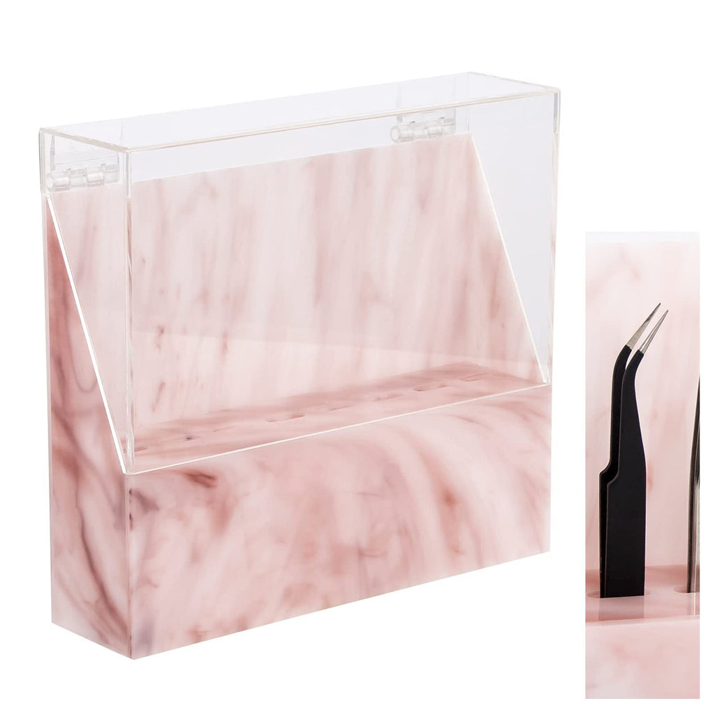 LXIANGN 8 Holes Eyelash Tweezers Holder Case for Lash Extensions,Pink