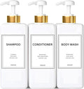 Modern Silver Shampoo and Conditioner Dispenser (21 oz, Pack of 3) Refillable Pump Bottle Set Empty Shower Plastic Bottles with Pump for Bathroom Body Wash Soap and Shower (Gold)