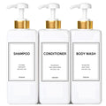 Modern Silver Shampoo and Conditioner Dispenser (21 oz, Pack of 3) Refillable Pump Bottle Set Empty Shower Plastic Bottles with Pump for Bathroom Body Wash Soap and Shower (Gold)