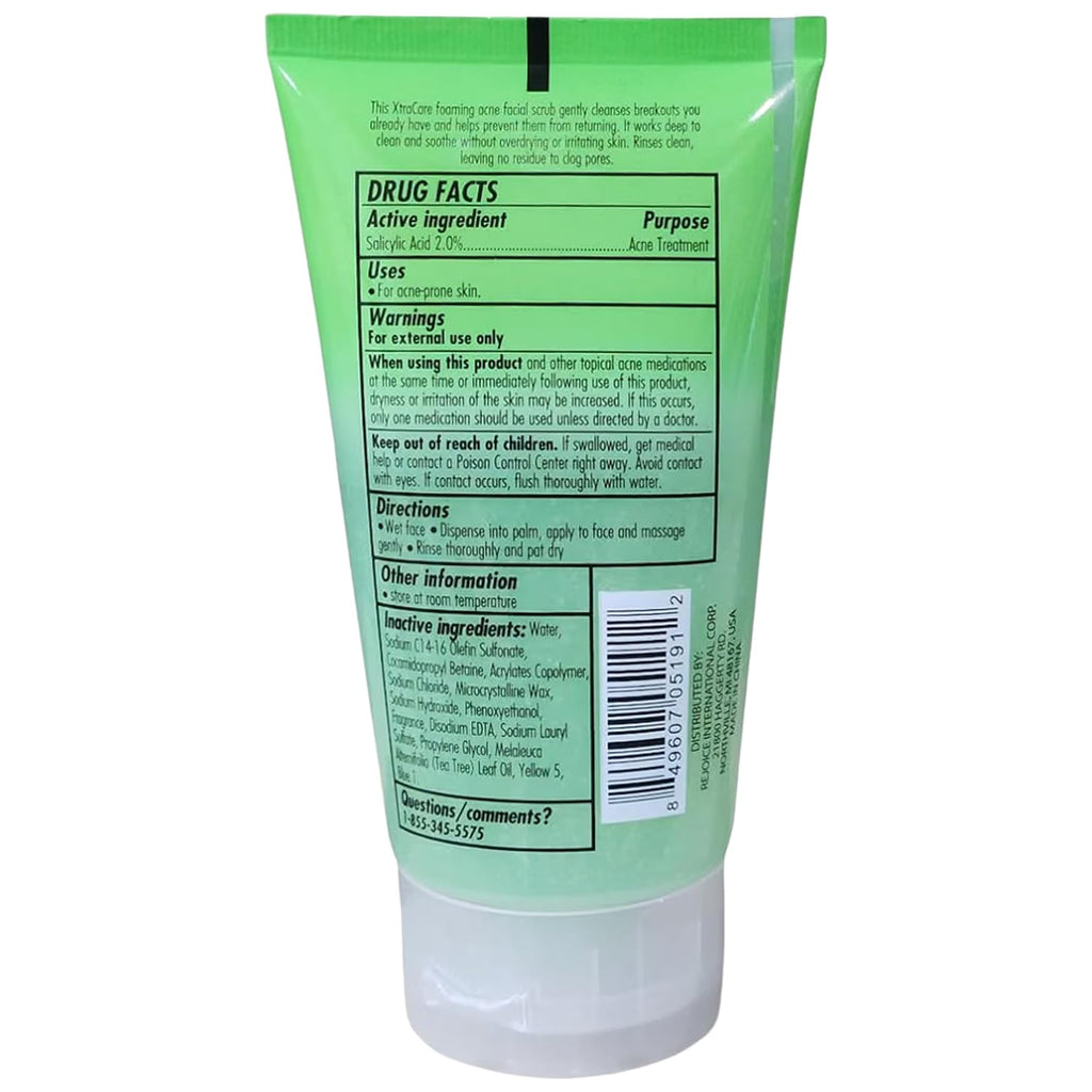 XtraCare OIL FREE FOAMING ACNE WASH Facial Scrub 5.3 oz. with Tea Tree Oil (Pack of 2)