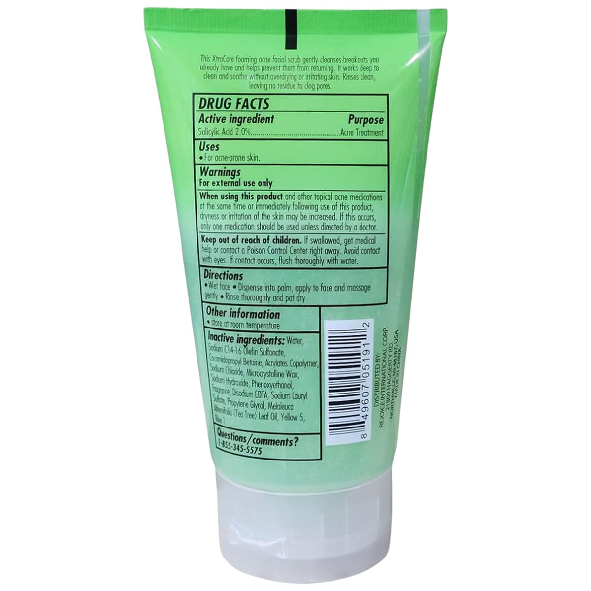 XtraCare OIL FREE FOAMING ACNE WASH Facial Scrub 5.3 oz. with Tea Tree Oil (Pack of 2)