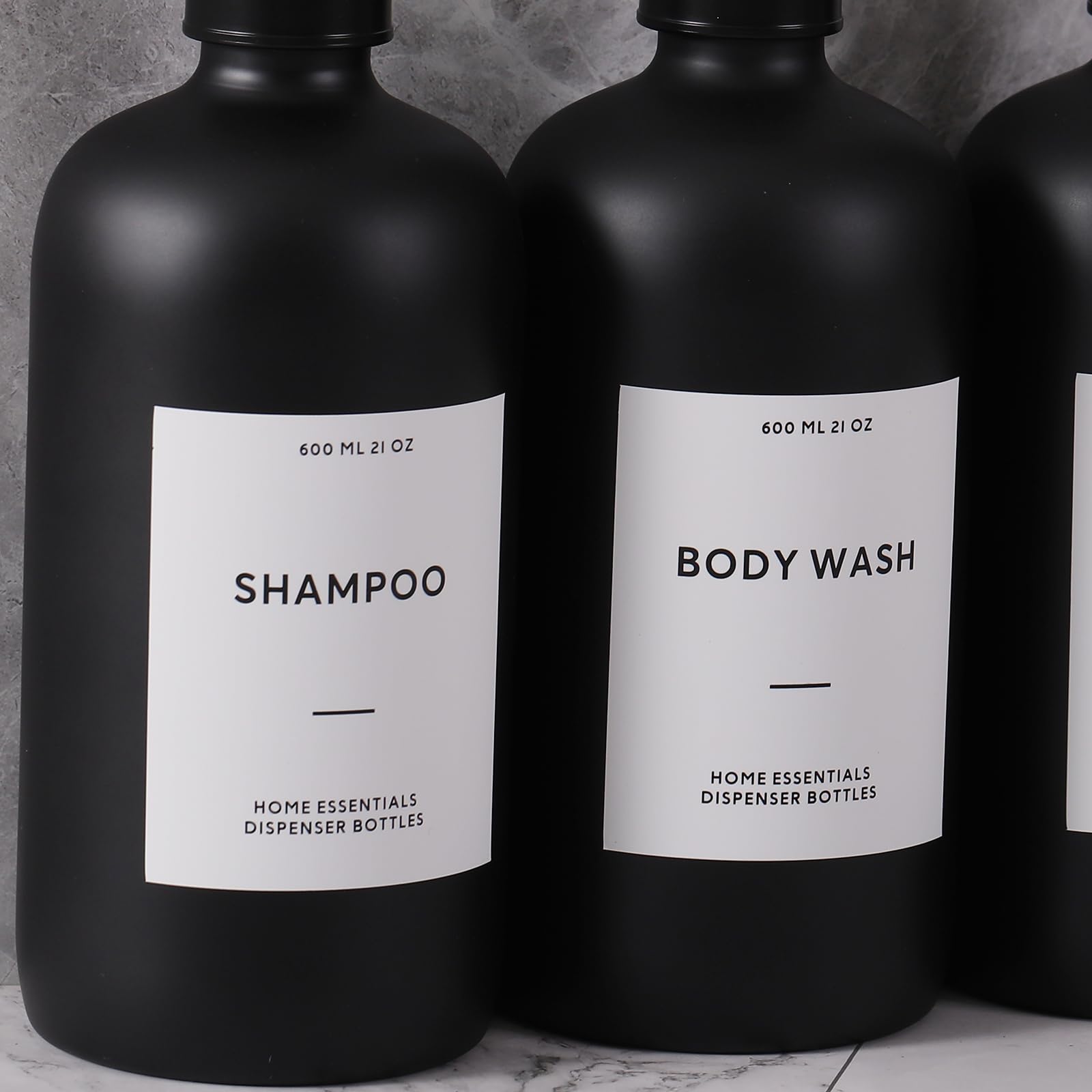 HOMCDALY Shampoo and Conditioner Dispenser, 21oz 3-Pack Refillable Shampoo and Conditioner Bottles, Empty Bathroom Shower Pump Dispenser (21oz-Black