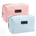 MAANGE 2 Pcs Small Makeup Bag For Purse, Travel Cosmetic Bag Makeup Pouch PU Leather Portable Versatile Zipper Pouch For Women (Pink+Blue)