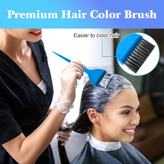 MOONMINI Hair Dye Color Brush and Bowl Set, Color Bowl Brushes Tool Mixing Bowl Kit Tint Comb for Hair Tint Dying Coloring Applicator (Blue)
