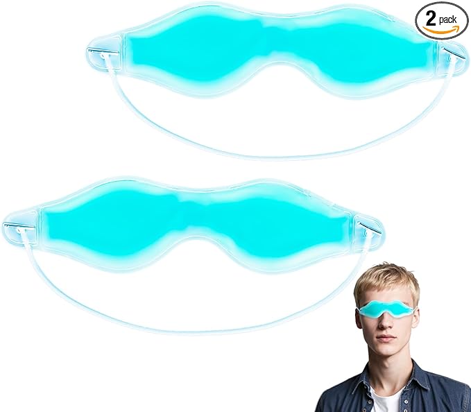 Cooling Eye Mask - Gel Ice Pack Reusable Cooling Eye Pads and Under Patches,Eye Hot Cold Treatment for Redness,Pain Relief Relax (Blue)