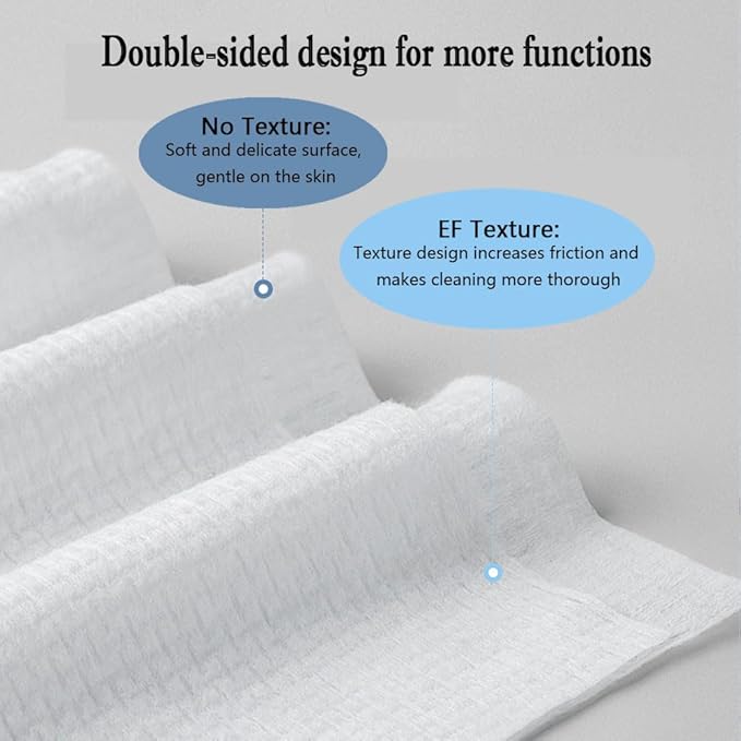 Disposable Face Towels, Facial Cleansing Cloths, Extra Soft Makeup Removing Cleansing 10"×12" Face Towelettes, Skin Care and Makeup Removal, 102% Pure Plant Fiber