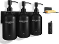 KLL Shampoo and Conditioner Dispenser Set - Shower Soap Dispenser Wall Mounted - Drill Free 16.9 fl oz Set of 3 Plastic Pump Bottles and Soap Holder - Shampoo Dispenser, Shower Dispenser - Black