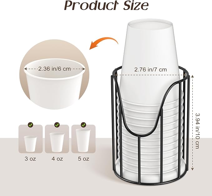 Luxspire Bathroom Cup Dispenser, 3-5oz Dixie Cup Dispenser, Metal Dixie Cup Holder, Disposable Paper Cup Holder for Bathroom, Cotton Pad Holder, Guest Bathroom Essentials, Black, 2 Pack