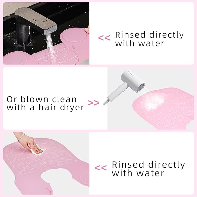 Professional Hair Cutting Cape with Geometric Grid Pattern, Longer Silicone Waterproof Cutting Mat,Neck Guide (Pink)