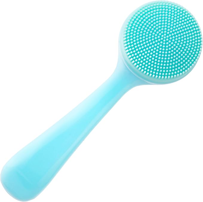 HINZIC Silicone Manual Facial Cleansing Brush, Skin Friendly Waterproof Face Cleaning Scrubber Exfoliator Cleanser for Blackheads Whiteheads Makeup Residues Removal- Blue