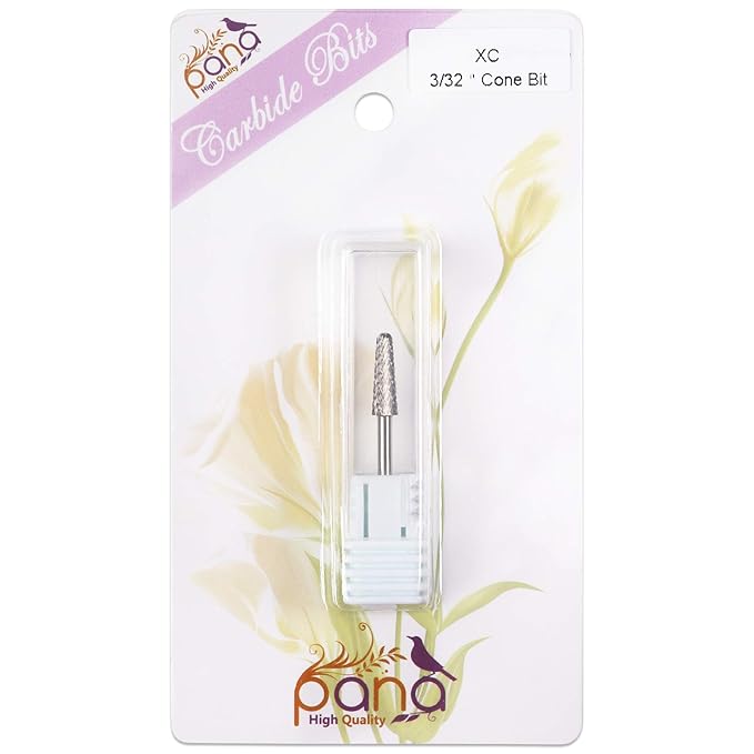 USA PANA Professional 3/32" Shank Size - Cone Shape Carbide Bit - Nail Drill Bit for Manicure Pedicure Tools Dremel Machine - Gold, Silver (Extra Coarse, Silver)