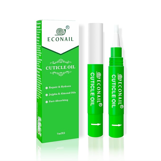 Econail Cuticle Oil Pen x2 pcs, Nourishing Jojoba & Peach Scent for Enhanced Nail Growth and Strength, Portable Nail Oil Care （7mlx2）