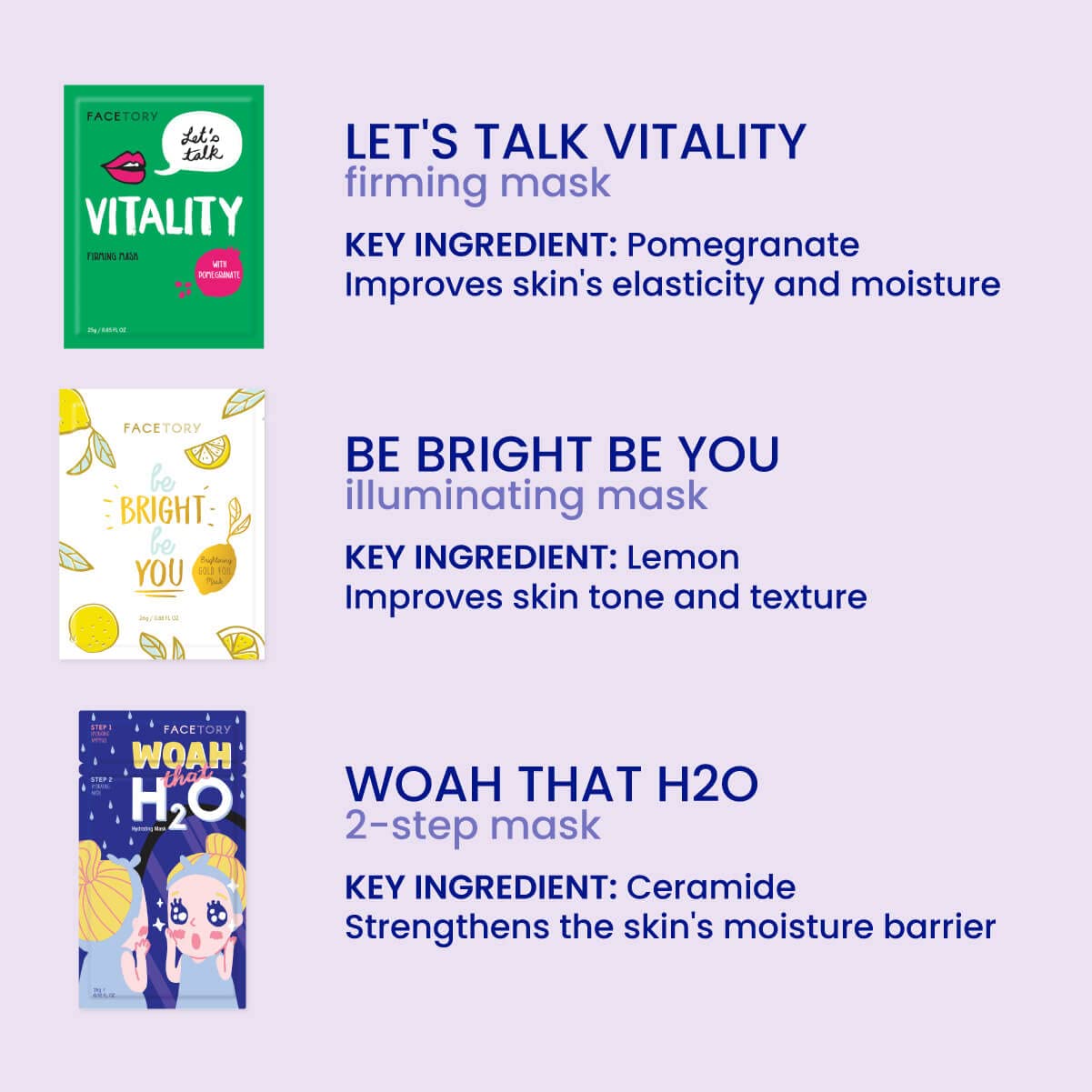 FACETORY Best of 7 Korean Face Mask Variety Pack, 21 Count