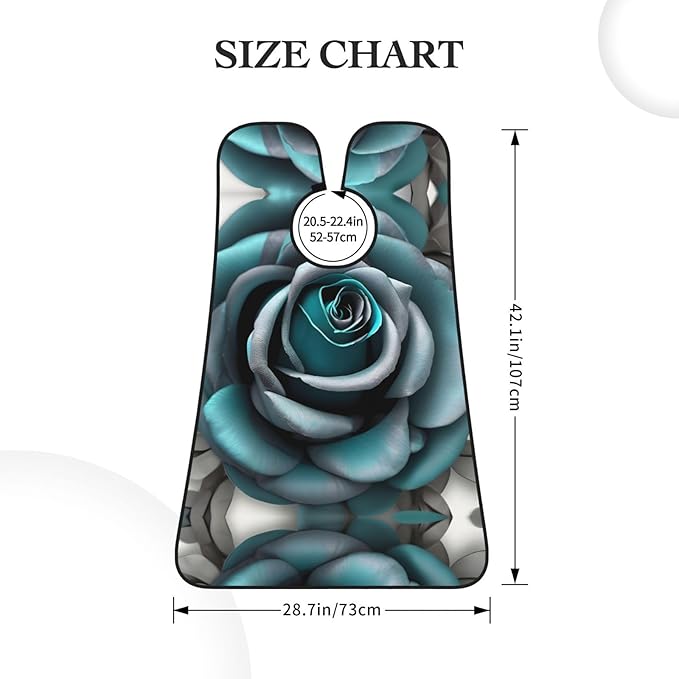 NOUZU Teal Gray Rose Print Beard Bib Apron For Men, Beard Hair Catcher For Men Shaving Trimming,Beard Cape Cloth