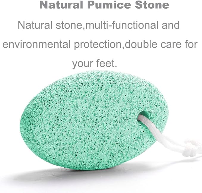 Natural Foot Pumice Stone for Feet, Borogo 2-Pack Lava Pedicure Tools Hard Skin Callus Remover for Feet and Hands -White&Green