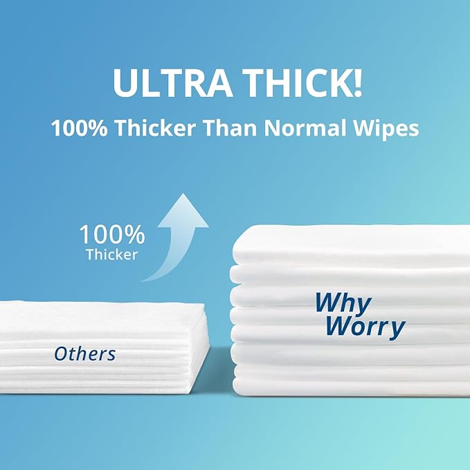 WhyWorry Bathing Wipes for Adults Rinse Free, 8"x12" Fresh Scent, 100 Count