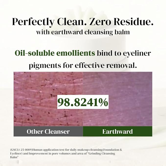 EARTHWARD Pore Perfect Grinding Cleansing Balm I Korean gentle make up remover I excellent for eye makeup I waterproof makeup I pore cleansing I blackheads I oil control