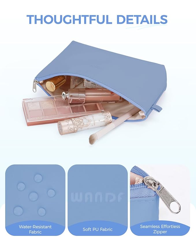 WANDF Small Makeup Bag for Purse, Small Cosmetic Bag for Women