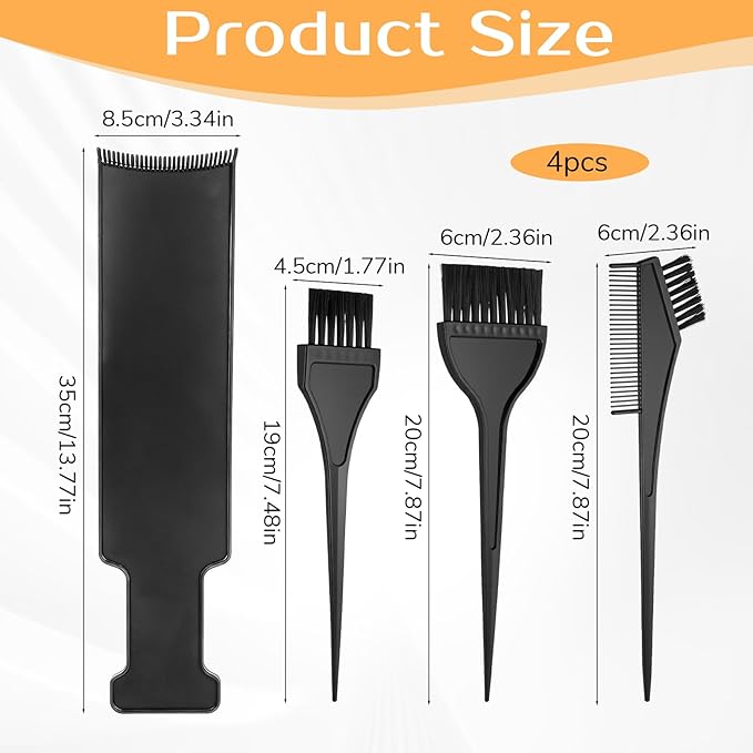 4 Pcs Balayage Highlighting Board and Brush Kit 3 Hair Dye Brush and 1 Balayage Highlightings Board with Teeth Black Hair Dye Comb for Hairs Dyes Women Hairs stylist Accessories Salon Home Use