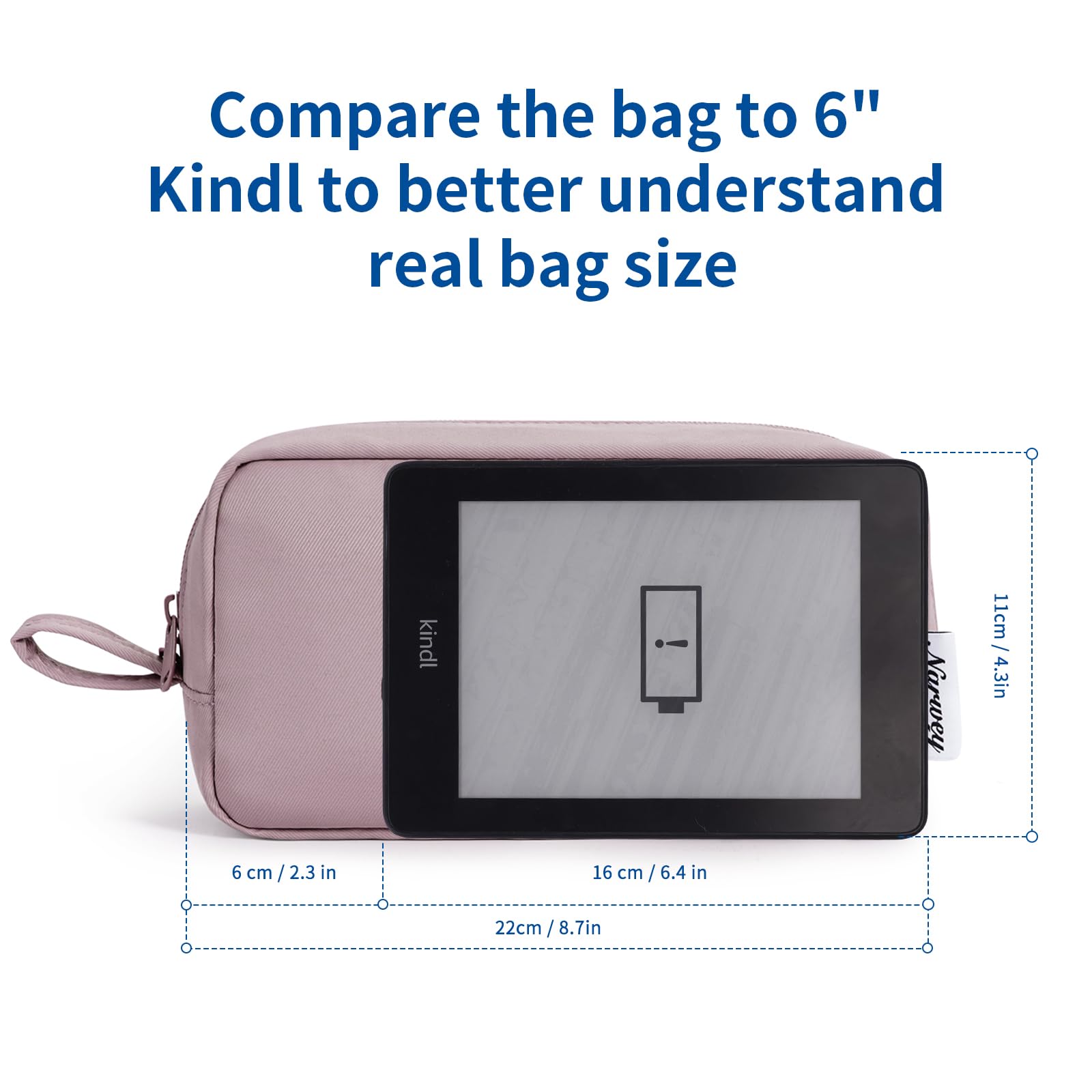Narwey Cute Makeup Bag Small Toiletry Bag Travel Cosmetic Bag Organizer Make Up Bags with Organized Pockets for Women (Dusty Rose, Large)