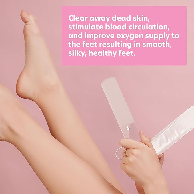 Bona Fide Beauty Czech Glass Foot File with Protective Sleeve (Clear rasp)