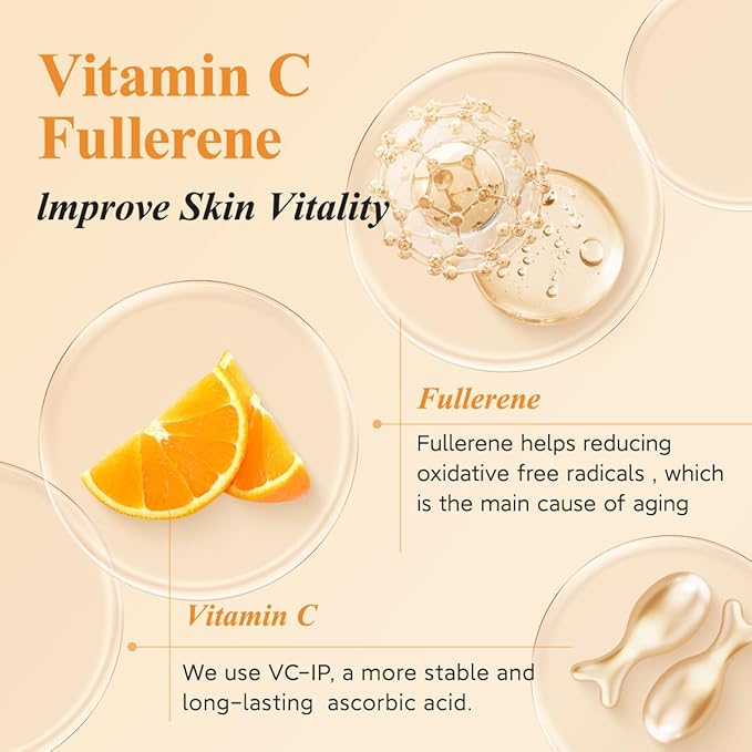 HKH Vitamin C Serum Capsules For Face: 48 Caps Anti-Aging Wrinkles With Vit C & Vitamin E Serum For Women Over 30+ - Reducing Fine Lines - Smoothing & Firming Skin - Travel Portable