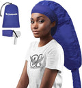 TEPENAR Hair Dryer Bonnet Attachment: Upgraded Extra Large Hooded Dryer Adjustable Hair Dryer Caps - Easy to Use for Natural Curly Textured Hair Care Styling Fast Drying - Dark Blue