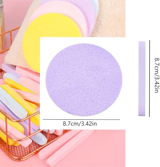 120Pcs Compressed Facial Sponges Face Cleansing Sponge exfoliating sponge for Face Cleansing,Massage, Mask, Makeup Removal (Mix-color)