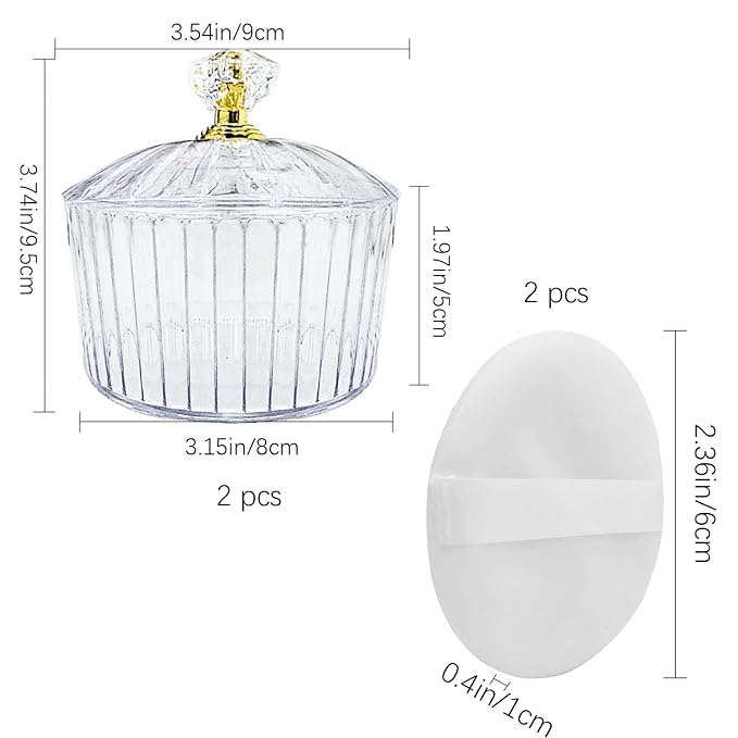 6 Pcs Body Face Plastic Powder Puff and Container Dish 3.15 inche Fluffy Soft Large Powder Puff for Women