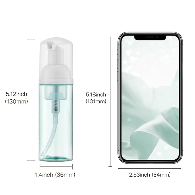 Owlyee Travel Foam Pump Bottle - 2oz Small Size Foaming Hand Soap Dispenser - Mini Portable Mousse Lash Shampoo Kit Container for Hair - Empty Leak Proof Plastic Color Foamer for Liquid Toiletry 4Pack