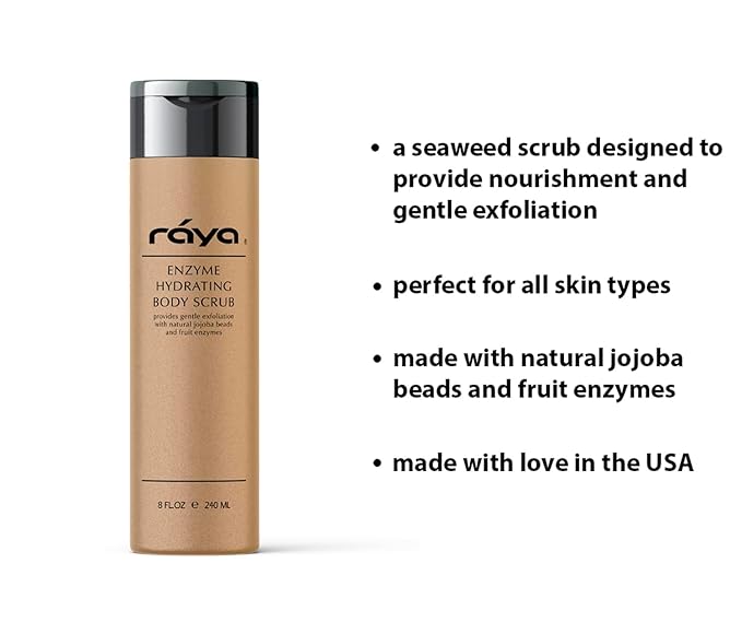 RAYA Enzyme Hydrating Body Scrub 8 oz Pineapple Scent (S-104) | Gentle and Exfoliating Body Scrub | Made with Seaweed, Jojoba Beads, and Fruit Enzymes