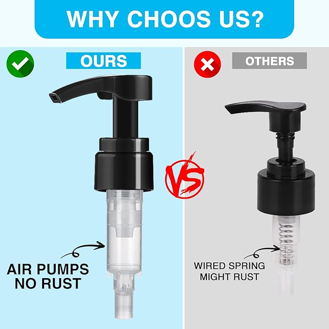 2-Pack Shampoo Pump for Liter 33.8 oz Shampoo and Conditioner, Pump Dispenser Fits Most Salon Brand Bottles with 1.1 inch Wide Opening, Black Replacement Pump for Hair Products, Body Wash, Lotion, Gel