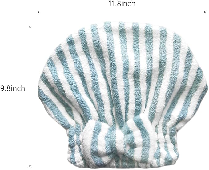 SportMore Microfiber Hair Towel Cap,Soft Absorbent Quick Drying Cap for Curly Thick Hair, Wrap Cap for Women Girls-Set of 2 Pcs（Blue White/Gray White）