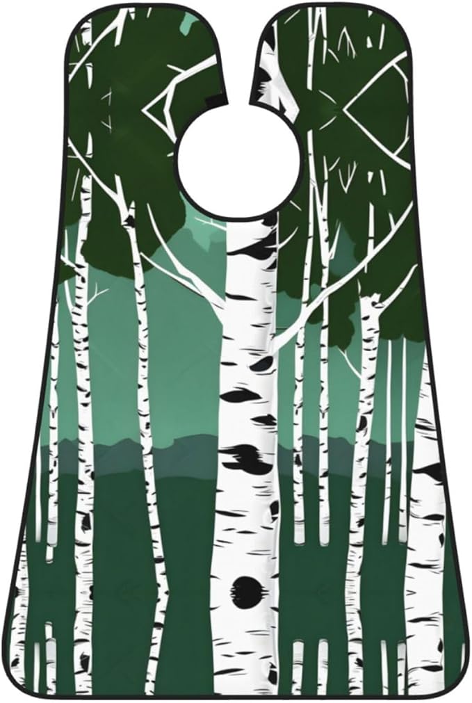 NOUZU Birch Trees Print Beard Bib Apron For Men, Beard Hair Catcher For Men Shaving Trimming,Beard Cape Cloth
