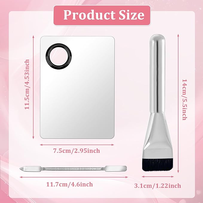 JDBZYDM 3 Pcs Make Up Spatula Tool including Cosmetic Makeup Mixing Palette Flat Foundation Brush Foundation Makeup Plate for Nail Art Eye Shadow Facial Cosmetic Pigment Blending