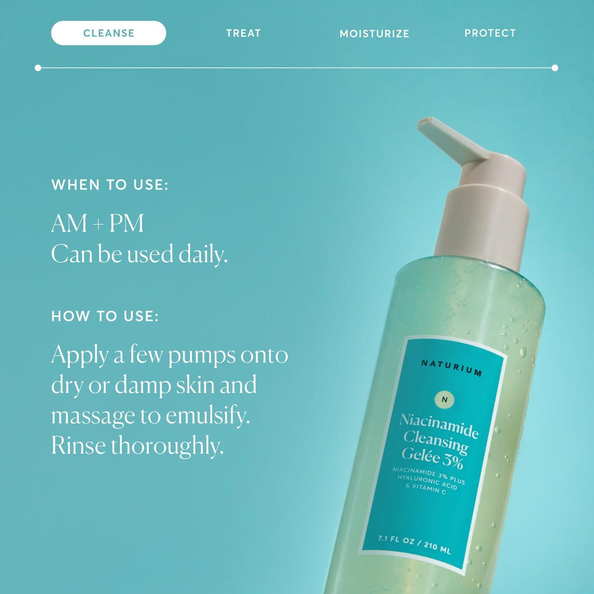 Naturium Niacinamide Cleansing Gelée 3%, Gel Face Cleanser, 7.1 fl oz