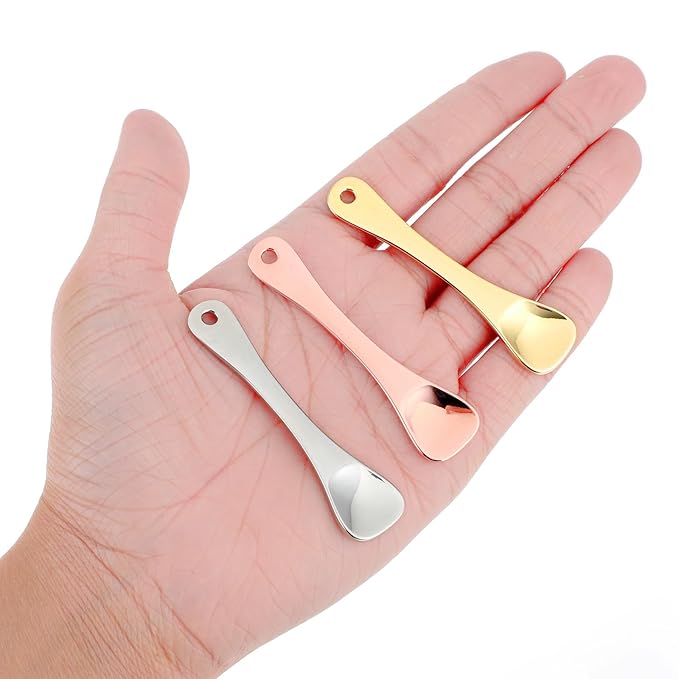 WY LIGHTING LEVEL 3Pcs Mini Skin Care Spoons Reusable Cosmetic Scoop Massage Metal Makeup Spatula Face Cosmetic Applicator Scoop Beauty Cosmetic Tool for Cream Lotions Moisturizers Mixing and Sampling