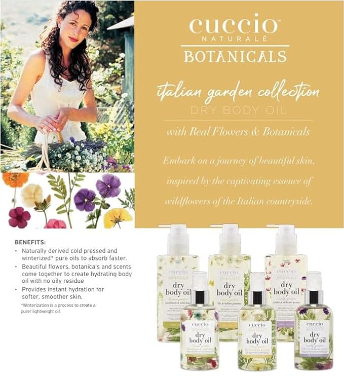 Cuccio Naturale Hydrating Dry Body Oil – Hawthorn & Wild Daisy, Fast‑Absorbing Non‑Greasy Moisturizer for Soft Radiant Skin, 15 fl oz
