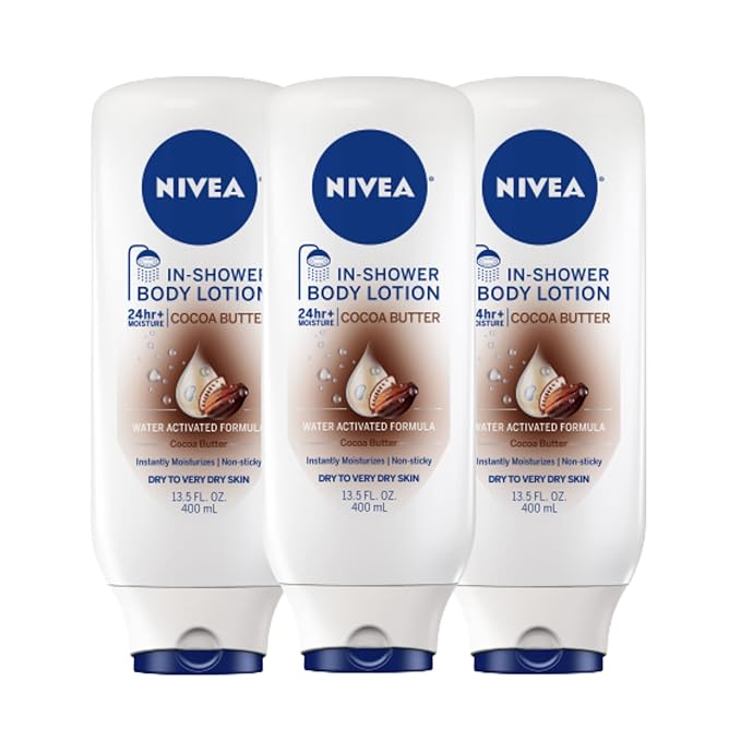 NIVEA Nourishing In Shower Body Lotion, Cocoa Butter, Multi, 3 x 13.5 FL OZ