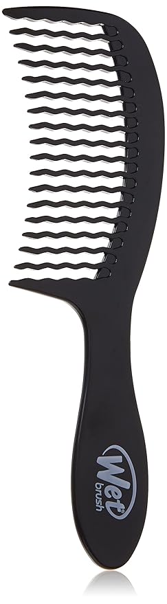 Wet Brush Detangling Comb, Black - Wide Tooth Hair Detangler with WaveTooth Design That Gently and Glides Through Tangles - Brush Throough Conditioner and Hair Masks - Gentle On Scalp and Pain-Free