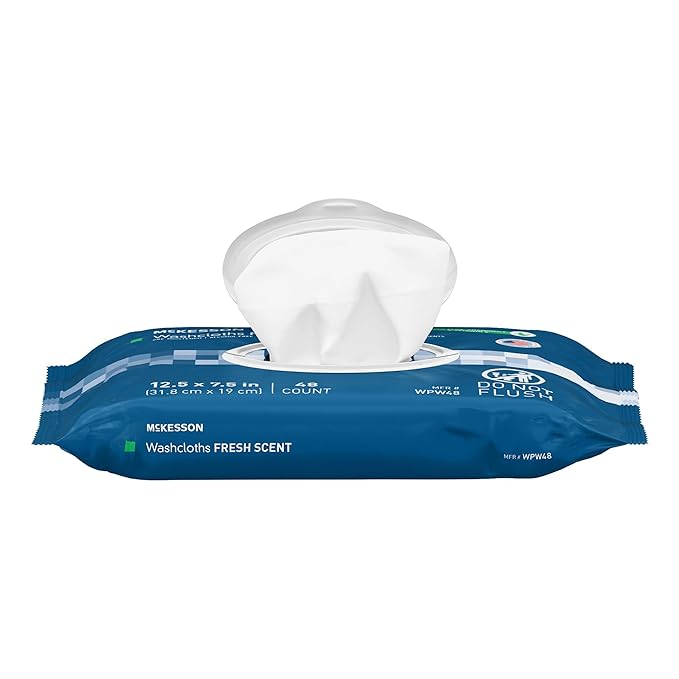 McKesson Washcloth Wipes, Scented, Adult Wet Wipes, 3 Pack, 144 Washcloths