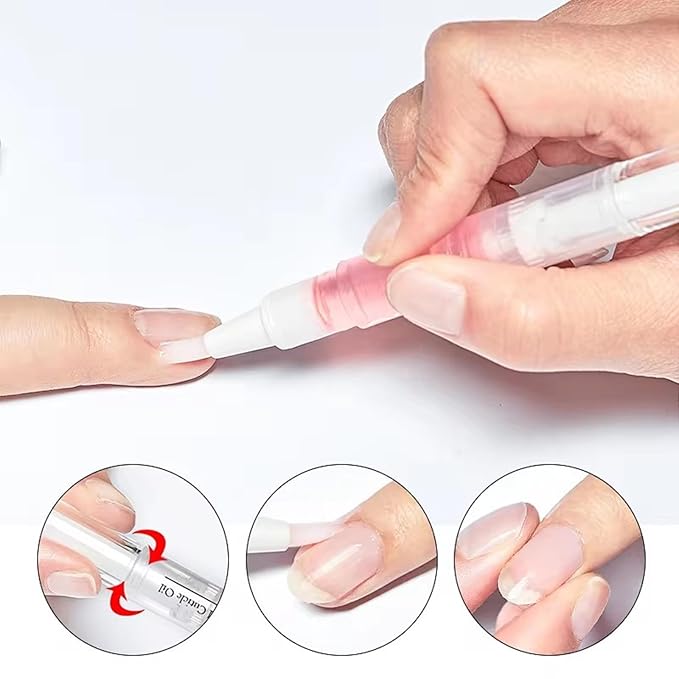 Yimart Set of 4pcs Rose Flavor Cuticle Revitalizer Oil Pen with Soft Brush,Nail Nutritional Cuticle Oil Pen For Anti-barb Finger Edge Nail Care Tool