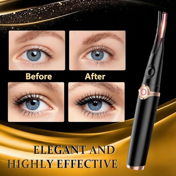 Heated Eyelash Curler - 2-in-1 Clip-Type Design, 3 Temperature Modes, USB Rechargeable Electric Eyelash Curler, Natural Curling 24H Long-Lasting Curl, Gift for Women & Girls, Shiny Black B