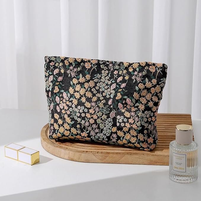 SxoSyo Flowers Makeup Bag for Women, Embroidery Cosmetic Bags