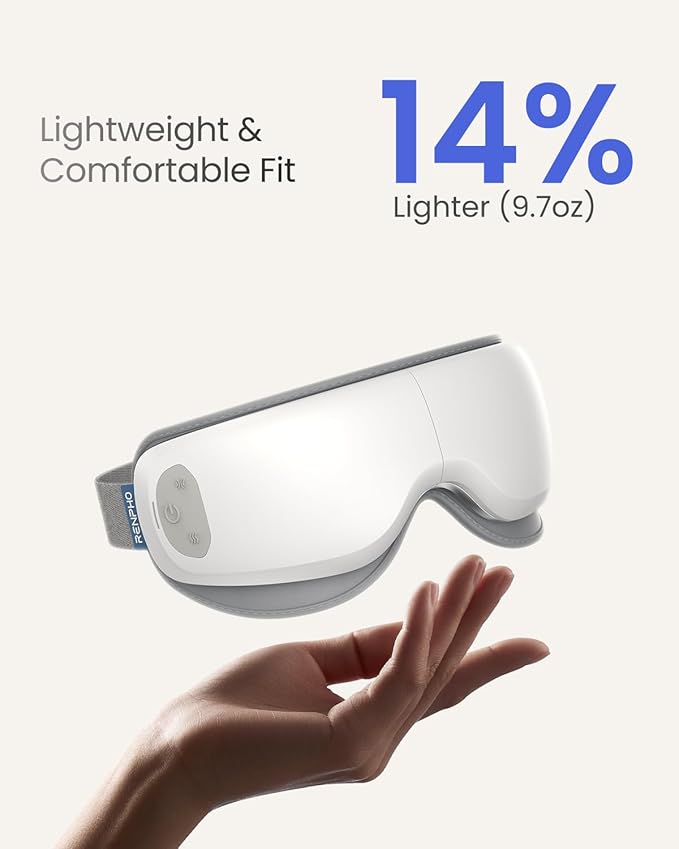 RENPHO Ultra-Quiet Eye Massager with Heat, Lightweight Eye Mask FSA Eligible HSA Face Massager Relax Reduce Strain Improve Sleep Eyeris Zen, Mothers Day Birthday Gifts