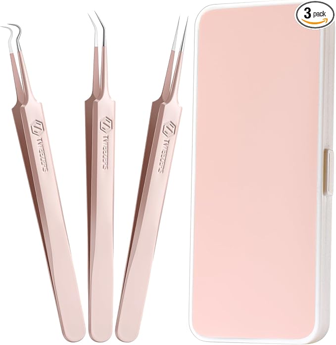 WSYUB Professional Facial Blackhead Remover Tweezers,Extractor Acne Removal, Pimple Popper Tool kit, Clip for Whiteheads, Acne Clip, Ingrown Hairs Tweezers, Blackheads Tweezers